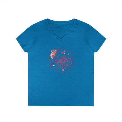 Happy Mother's Day Peonies V-Neck T-Shirt - Whippie's