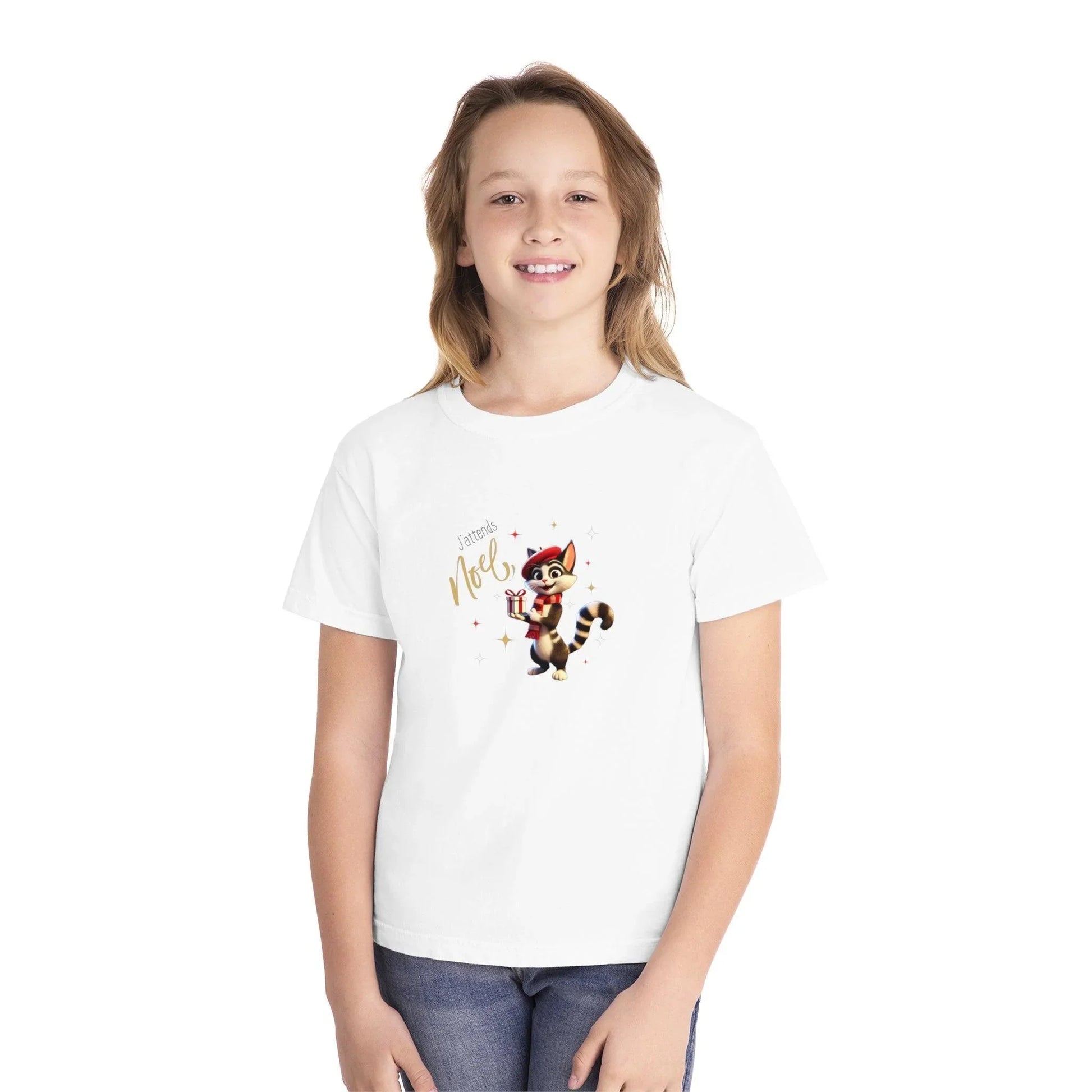 J'attends Noël 🐈‍⬛ Youth Midweight Tee 🎄 A purr-fectly Parisian Christmas for your little one! - Whippie's