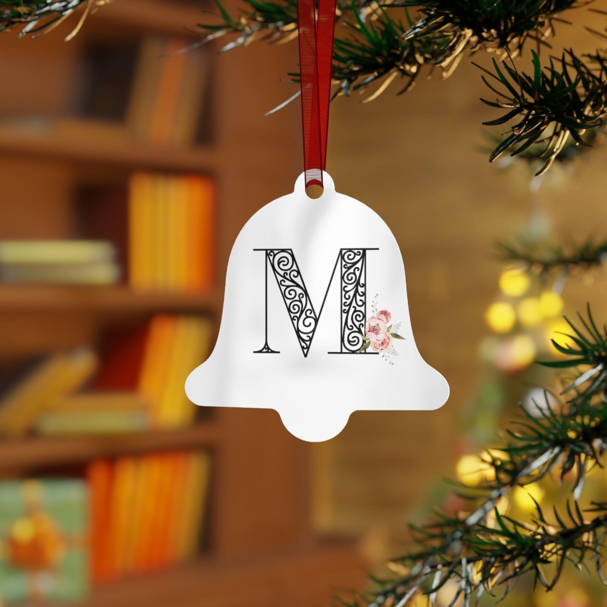 Floral Letters: Letter M - Metal Christmas Ornament - Whippie's