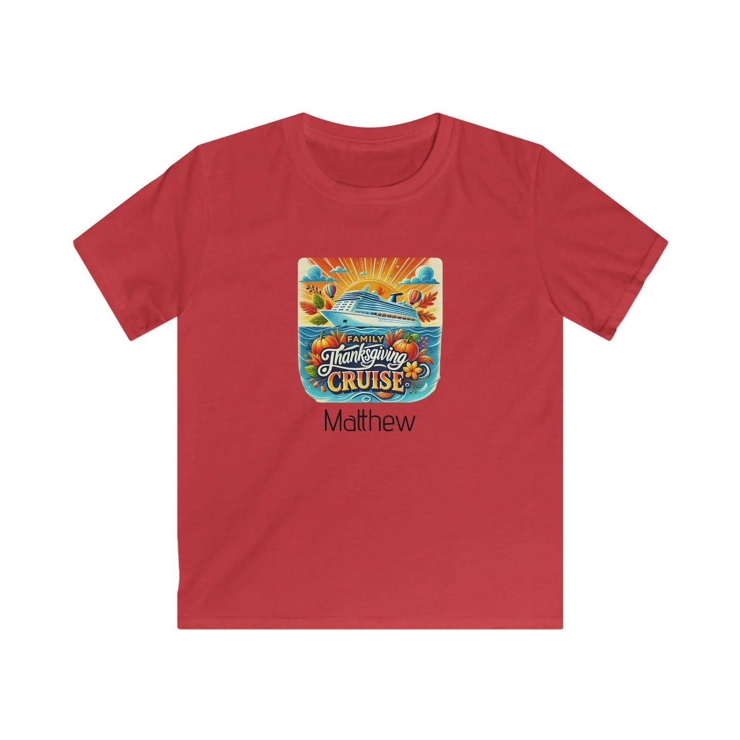 Family Thanksgiving Cruise - Kids Softstyle Tee - Personalizable - Whippie's