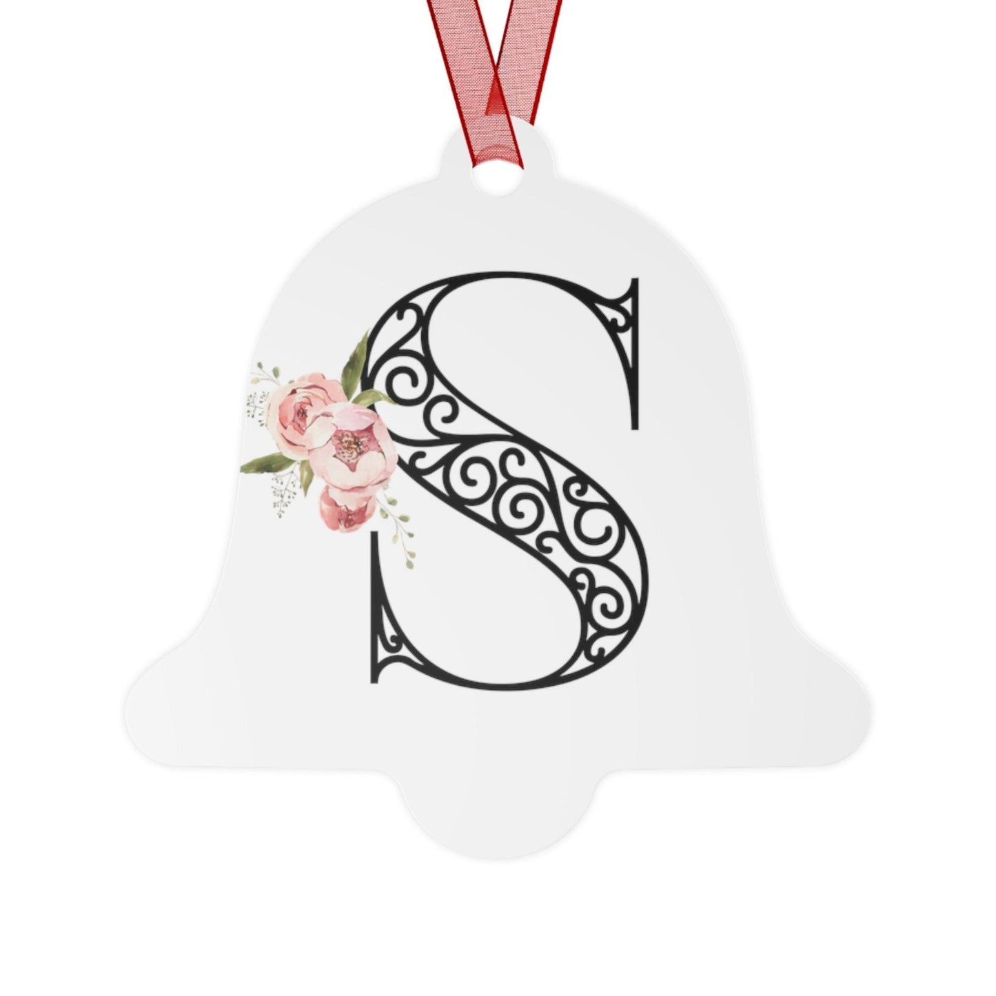 Floral Letters: Letter S - Metal Christmas Ornament - Whippie's