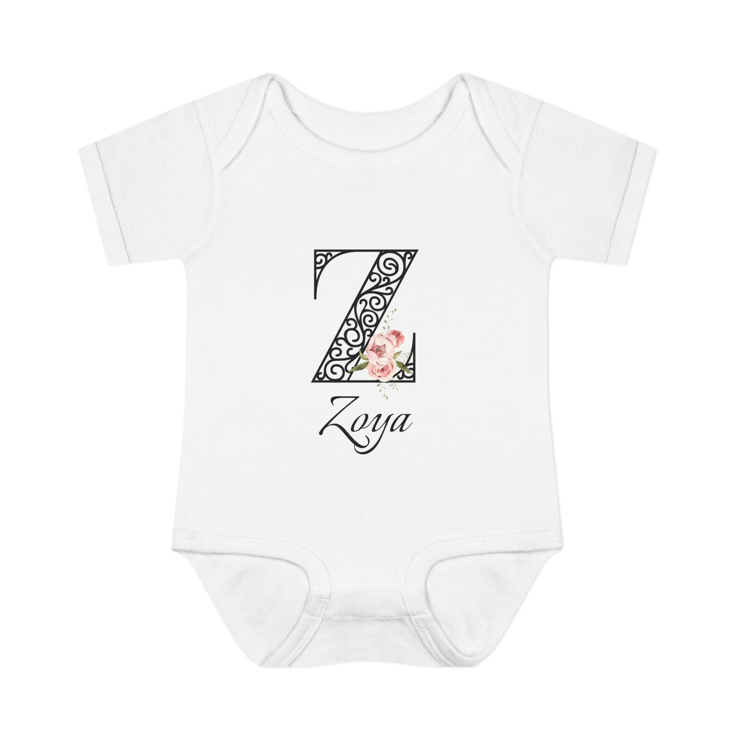 Floral Letters: Letter Z - Peony Baby Onesie - Personalizable - Whippie's