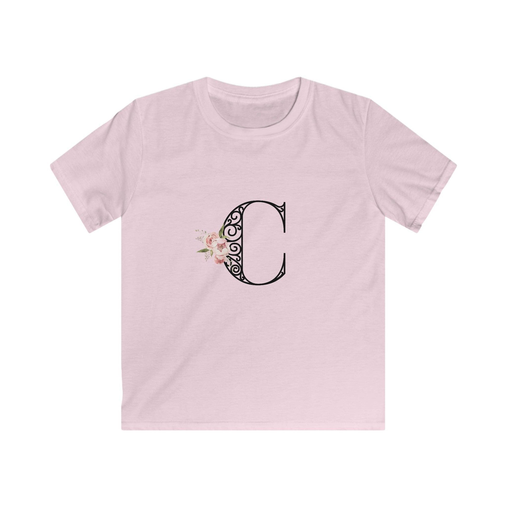 Floral Letters: Letter C - Kids Softstyle Tee - Whippie's