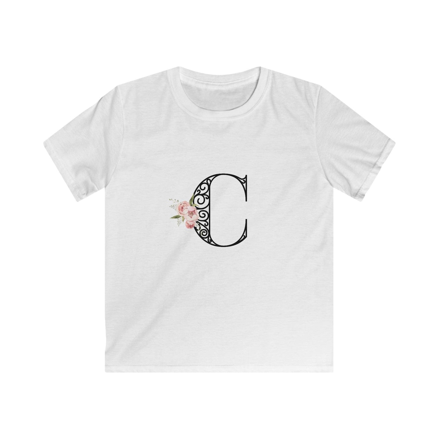 Floral Letters: Letter C - Kids Softstyle Tee - Whippie's