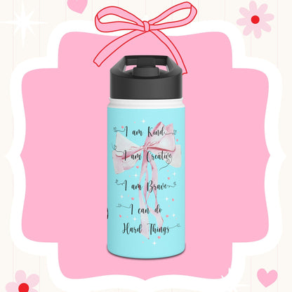 I am Kind, I am Creative, I am Brave, I can Do Hard Things Stainless Steel Water Bottle - Personalizable - Whippie's