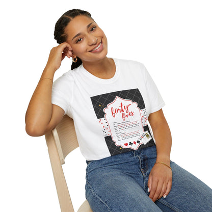 Forty-Fives Card Rankings - Black Background - Unisex T-Shirt - Whippie's
