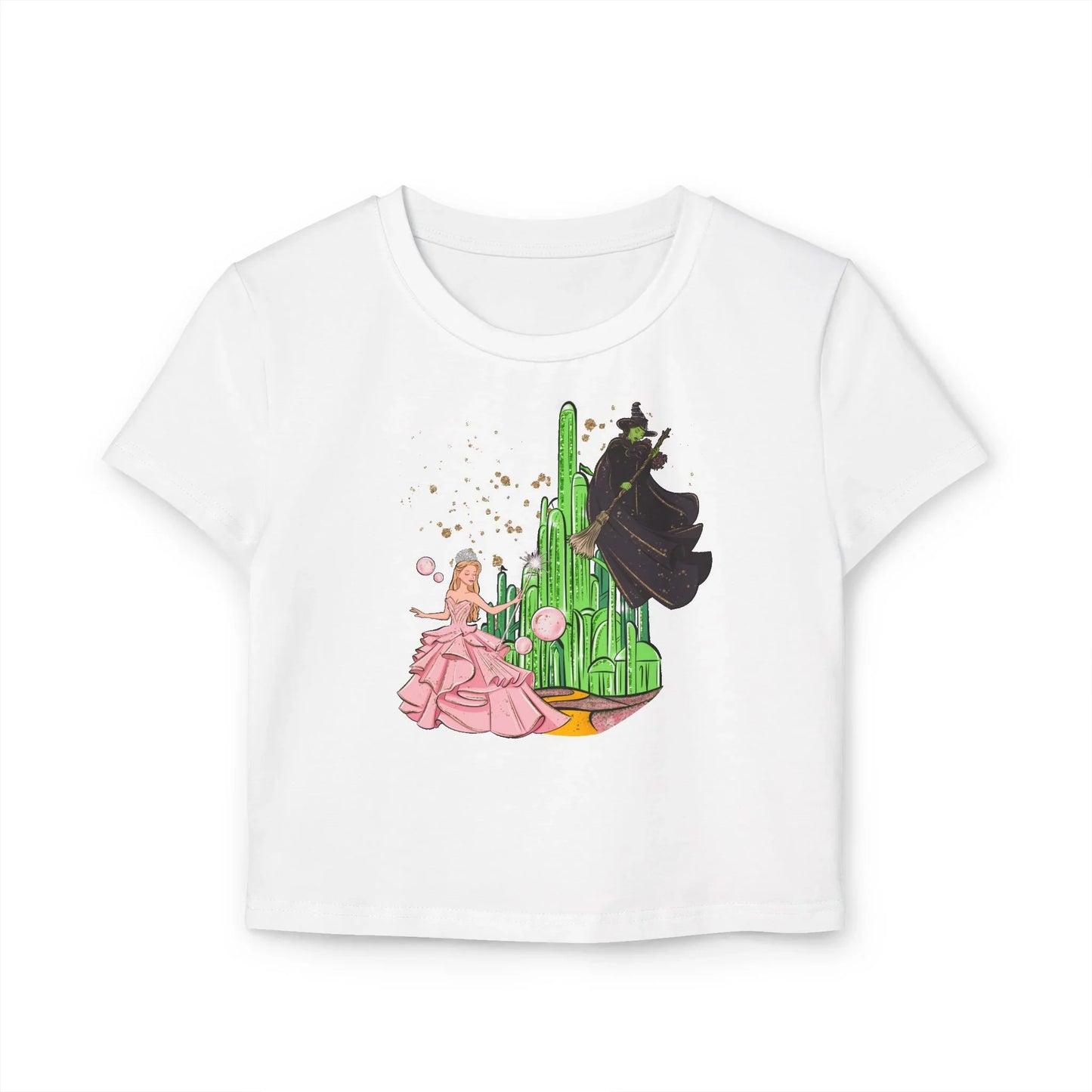 Emerald City Magic: Glinda vs. Elphaba Women's Baby Tee - Whippie's