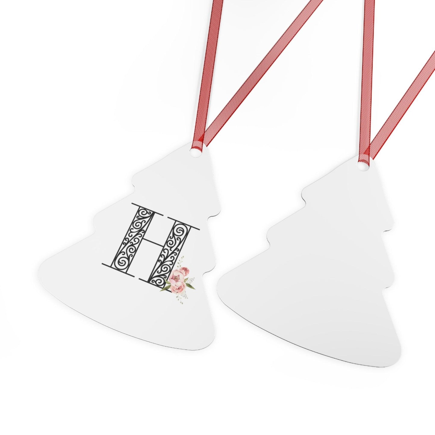 Floral Letters: Letter H - Metal Christmas Ornament - Whippie's