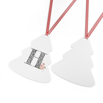 Floral Letters: Letter H - Metal Christmas Ornament - Whippie's