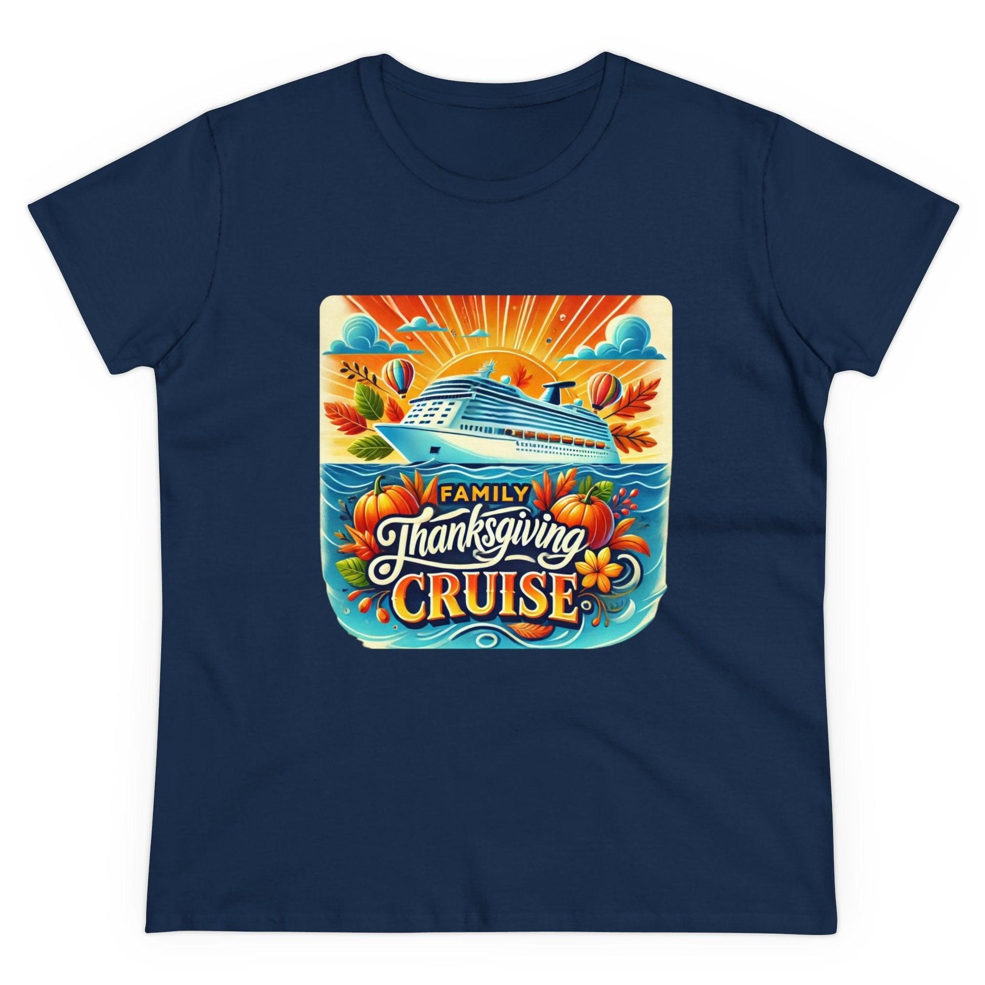 Family Thanksgiving Cruise - Gobble 'til You Wobble! 🚢🍂 Women's Midweight Cotton Tee - Whippie's
