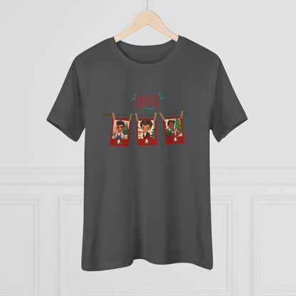 Merry Christmas - Photo Banner - Darker Skin Tone - Women's Softstyle Tee - Whippie's
