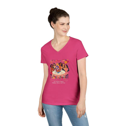 💖 Galentine's Day: Fabulous, Fierce & Free! 🥂 Ladies' V-Neck Tee ✨ Celebrate the power of female friendship! - Whippie's