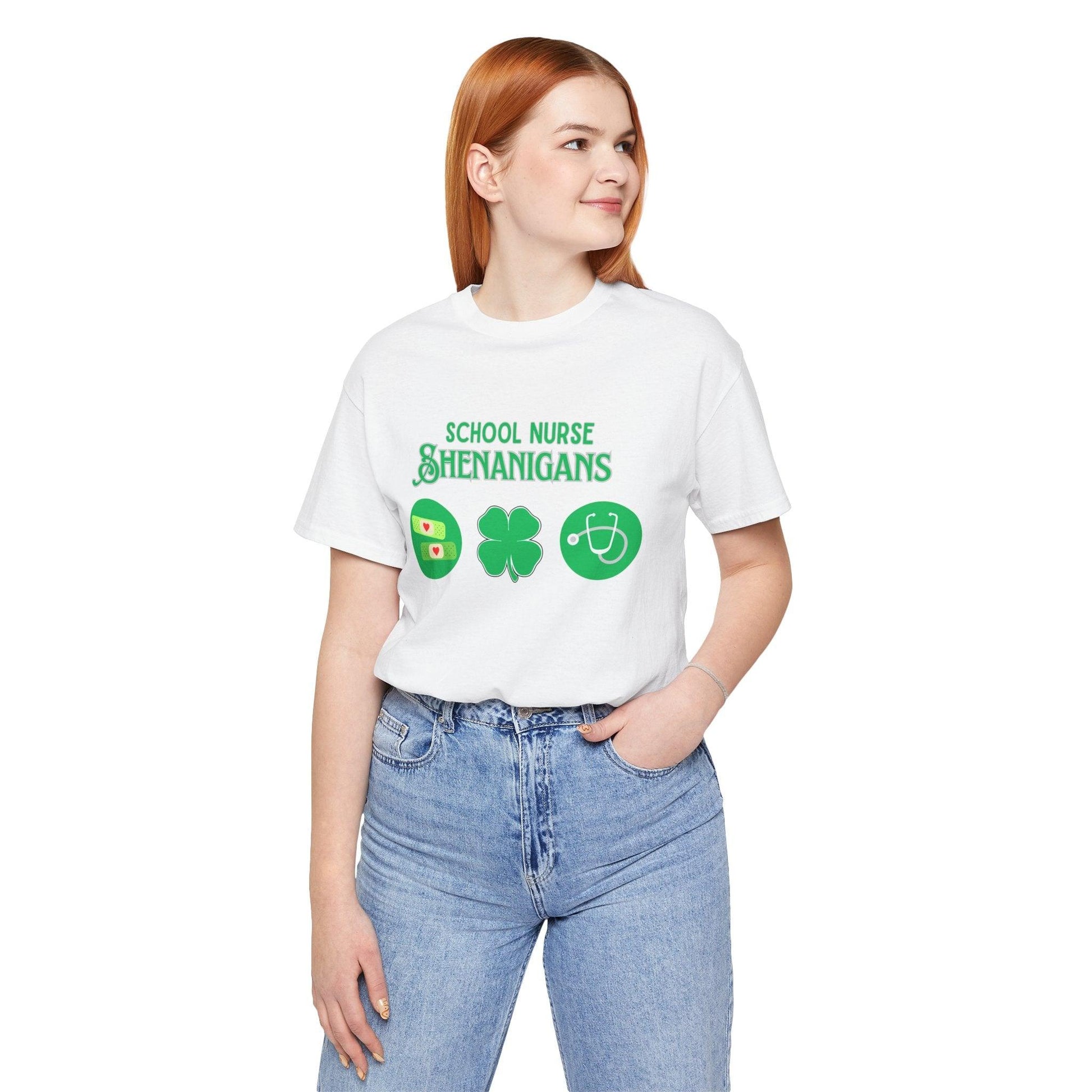 School Nurse Shenanigans - Unisex Jersey T-Shirt - Honoring Our Everyday Heroes 🩺🍀 - Whippie's