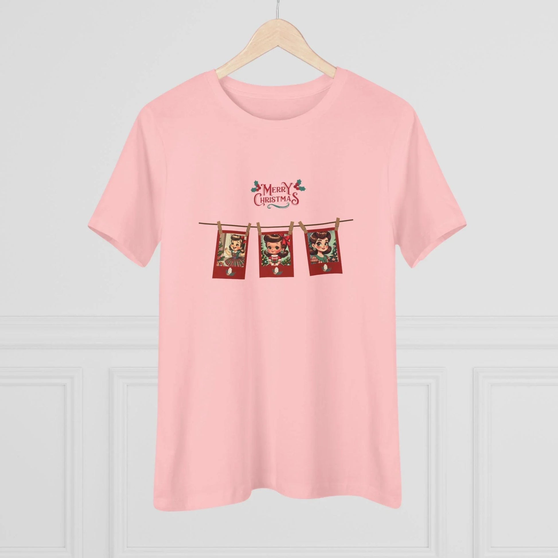 Merry Christmas - Photo Banner - Brunette Girls - Women's Softstyle Tee - Whippie's