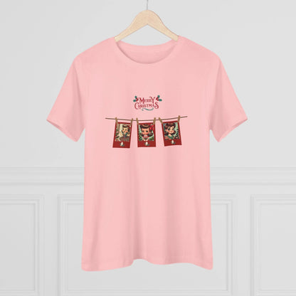 Merry Christmas - Photo Banner - Brunette Girls - Women's Softstyle Tee - Whippie's