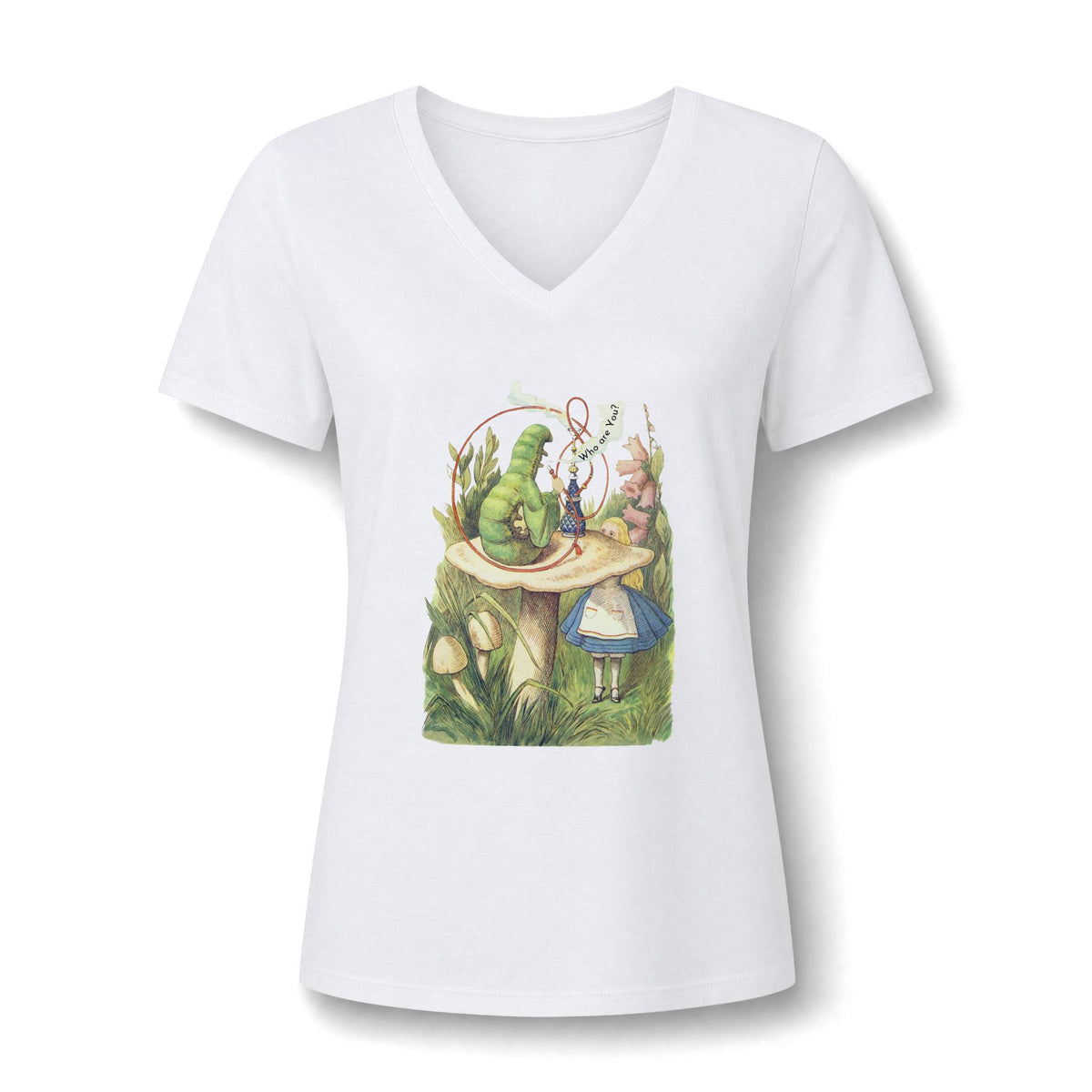 Alice in Wonderland T-Shirt - Who Are You Caterpillar Women’s V-Neck