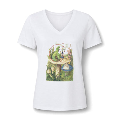 Alice in Wonderland T-Shirt - Who Are You Caterpillar Women’s V-Neck