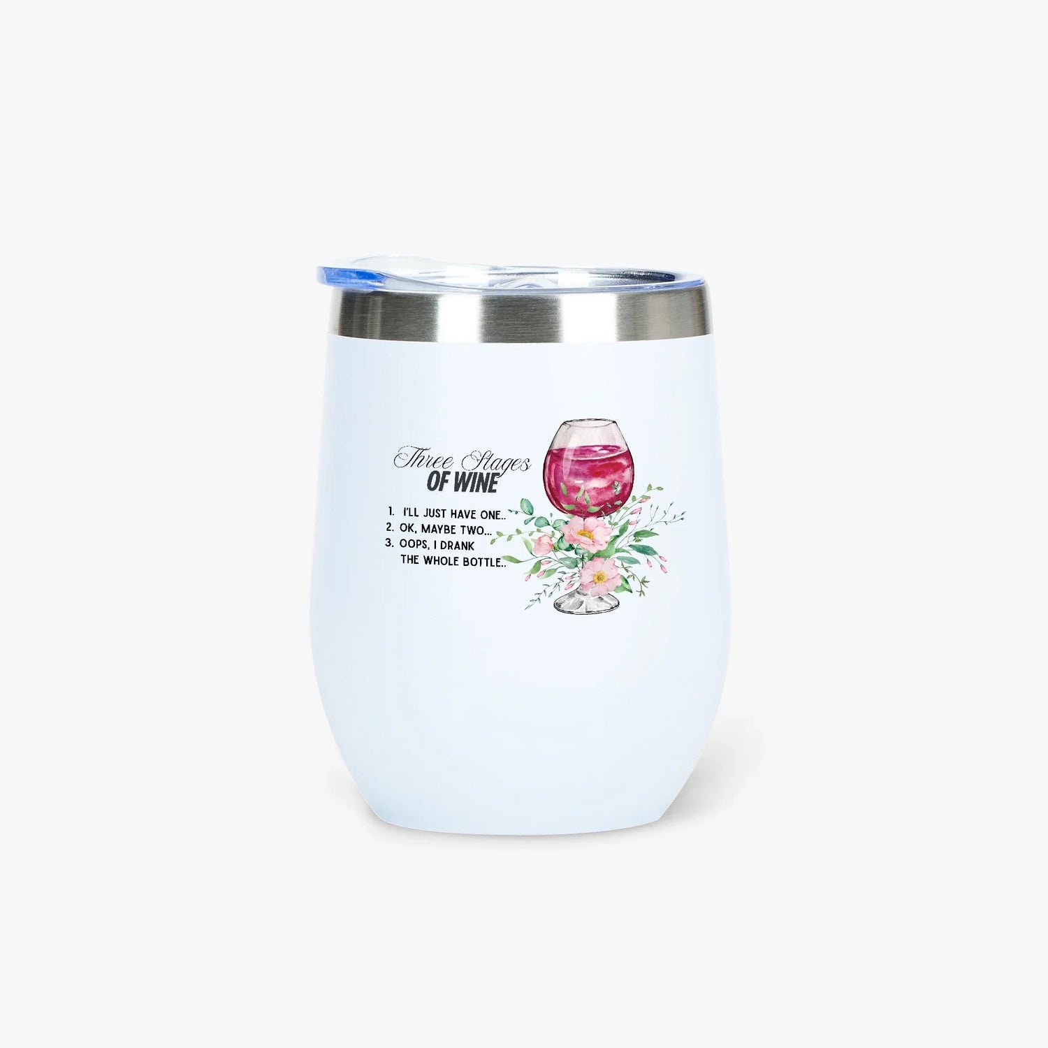 428. Three Stages of Wine 12oz Egg Shaped Insulated Tumbler - FREE Shipping! - Whippie's