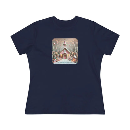 💖🏡 Pink Christmas Village - Oh Come, Let Us Adore Him ✨🎄 - Women's Softstyle Tee - Whippie's