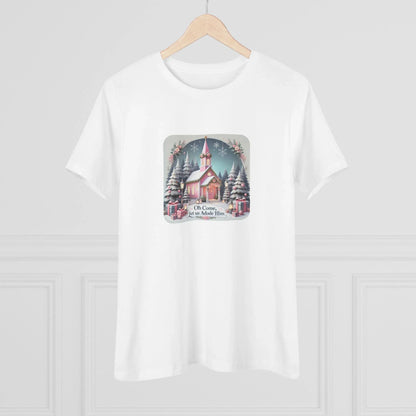 💖⛪ Pink Church - Oh Come, Let Us Adore Him ❄️🎁 - Women's Softstyle Tee - Whippie's