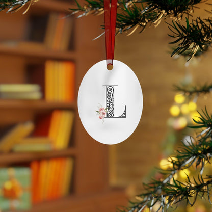 Floral Letters: Letter L - Metal Christmas Ornament - Whippie's