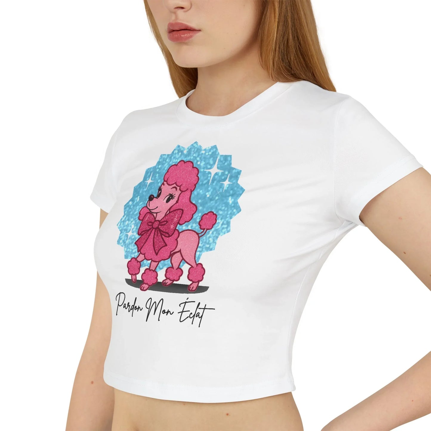 Pardon Mon Éclat (Excuse My Sparkle) Pink Poodle Women's Baby Tee - Whippie's