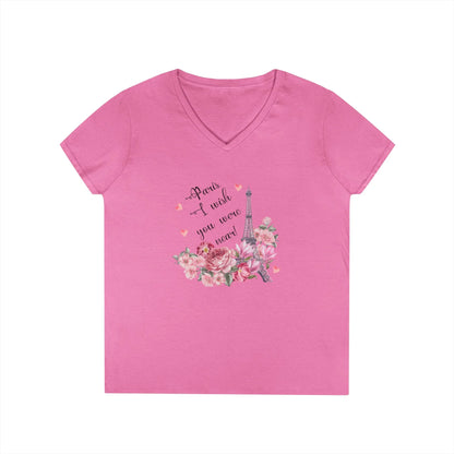 Paris, I Wish You Were Near! Women's V-neck Tee - Whippie's