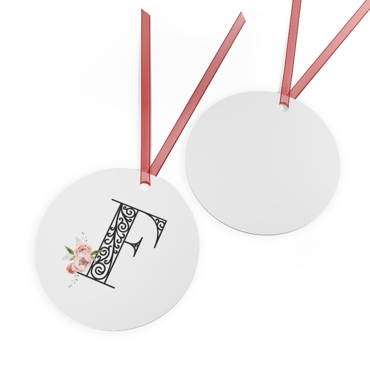 Floral Letters: Letter F - Metal Christmas Ornament - Whippie's