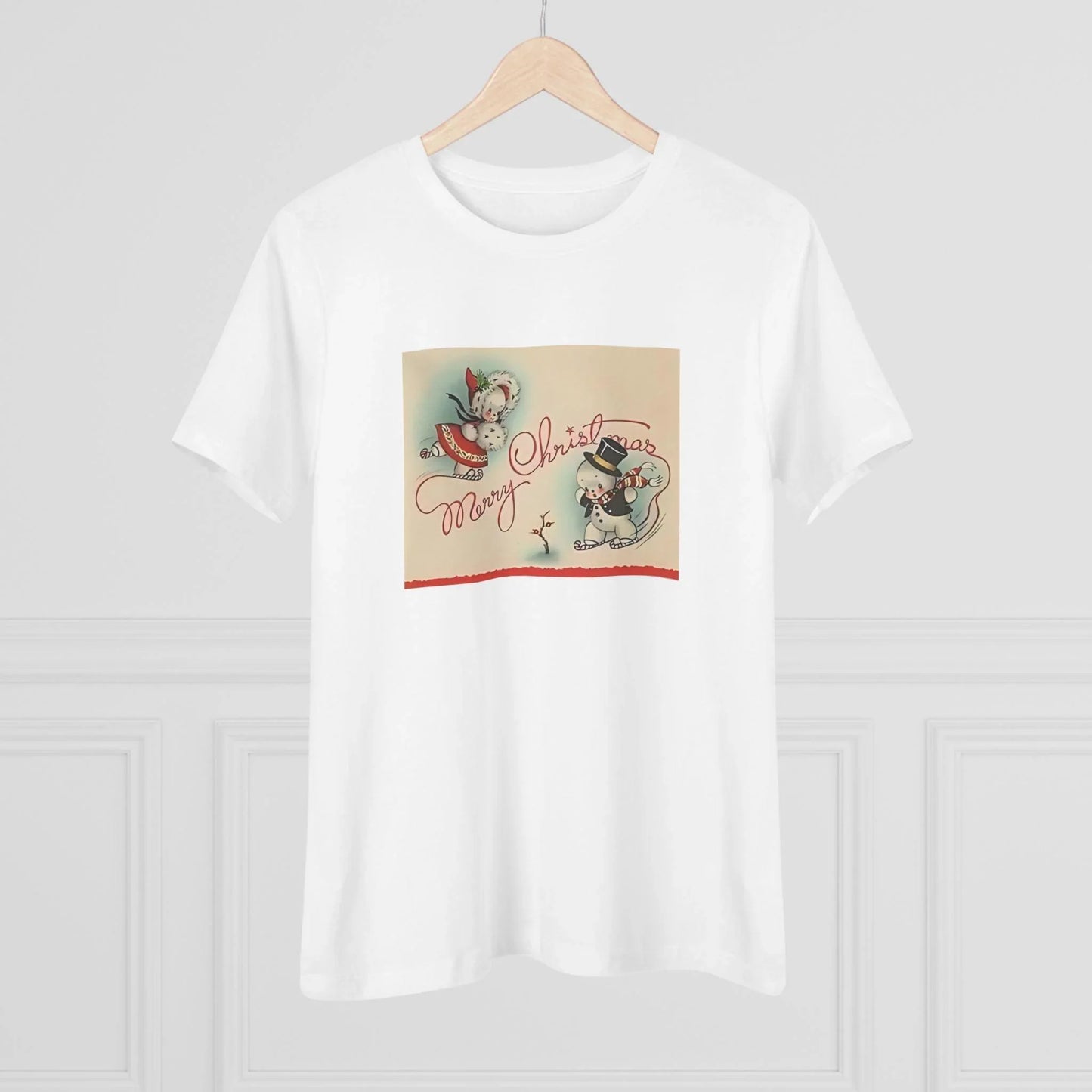 Merry Christmas Skating Snow Couple - Women's Tee - Whippie's