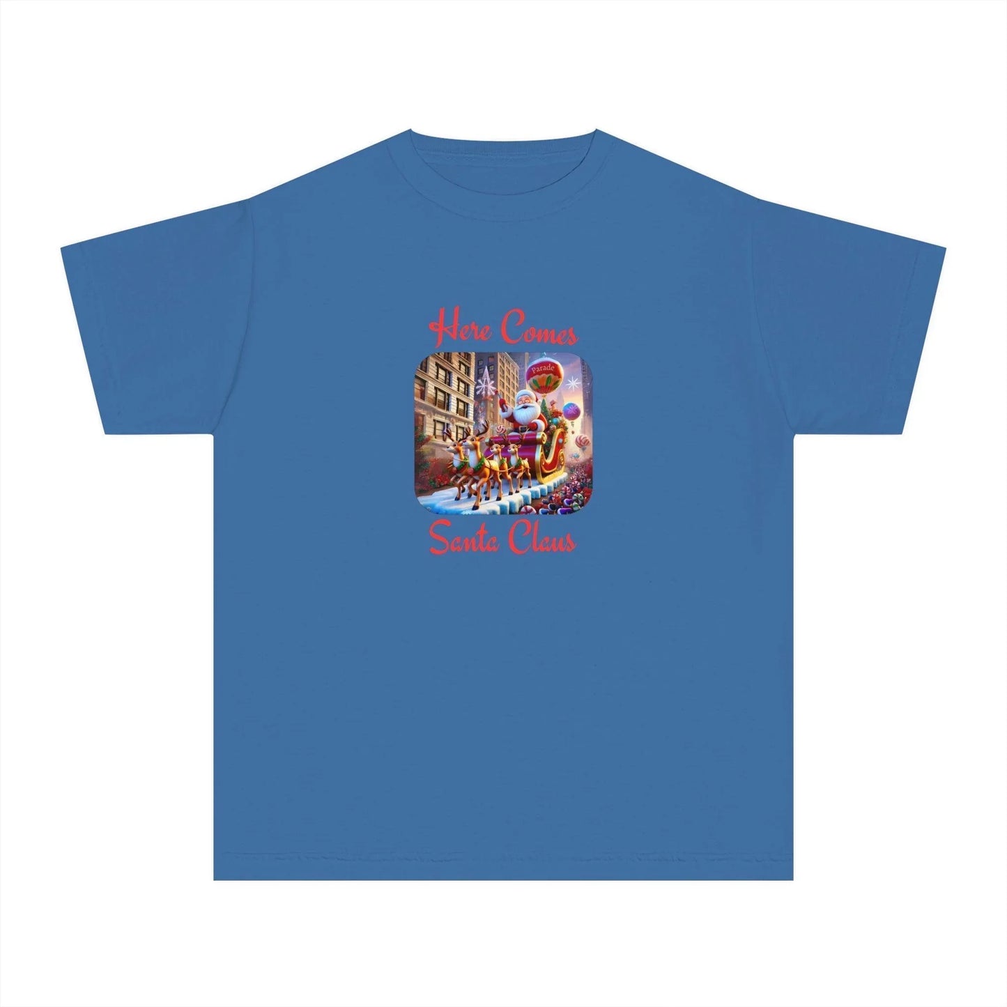 🎅 Here Comes Santa Claus 🎄 Youth Midweight Tee ✨ - Whippie's