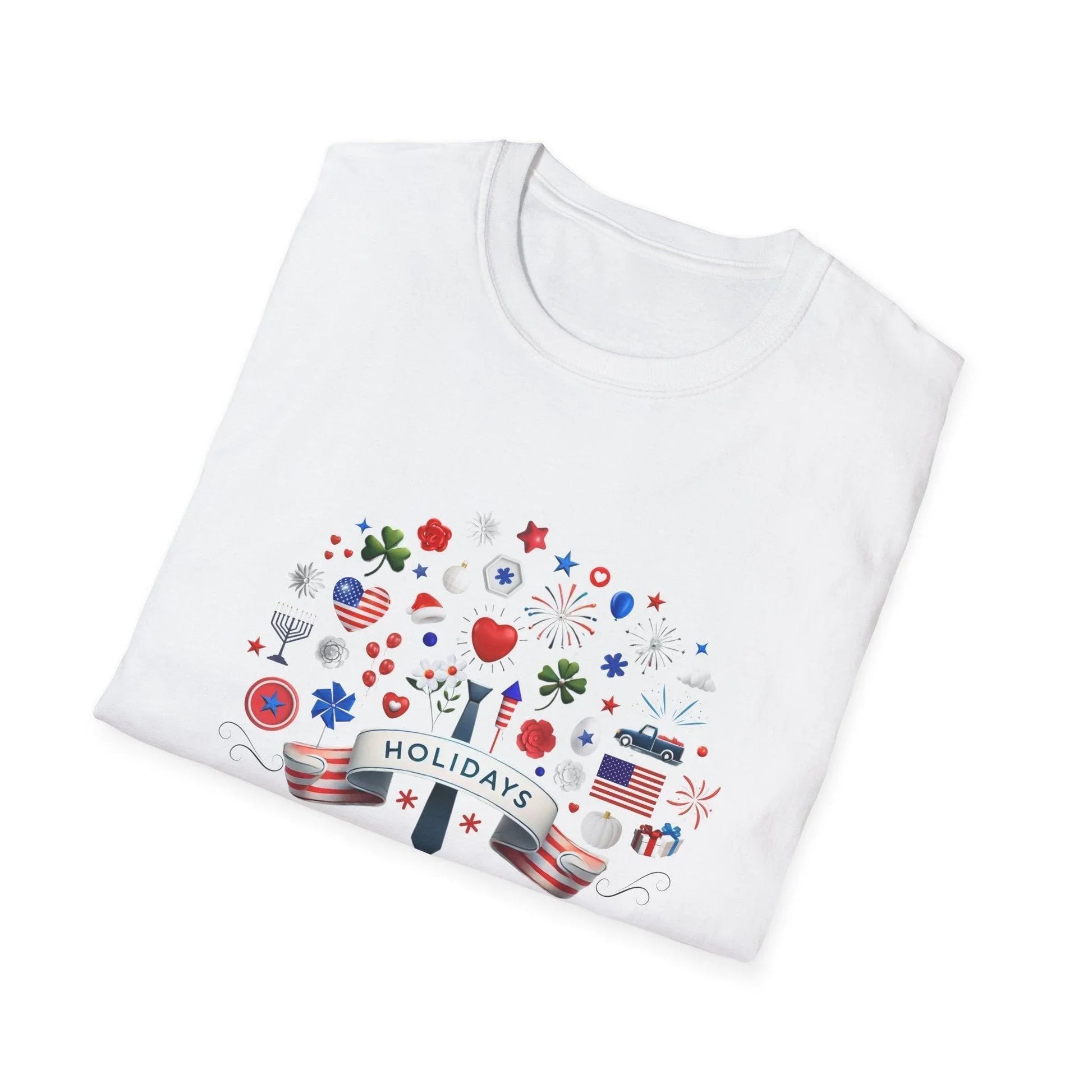 Merry Happy Everything 🎉 Unisex T-Shirt - Red, White & Blue Holiday Cheer! - Whippie's