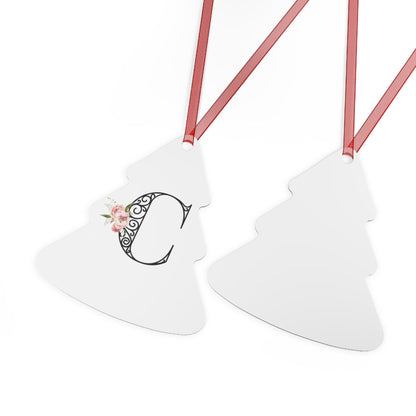 Floral Letters: Letter C - Metal Christmas Ornament - Whippie's