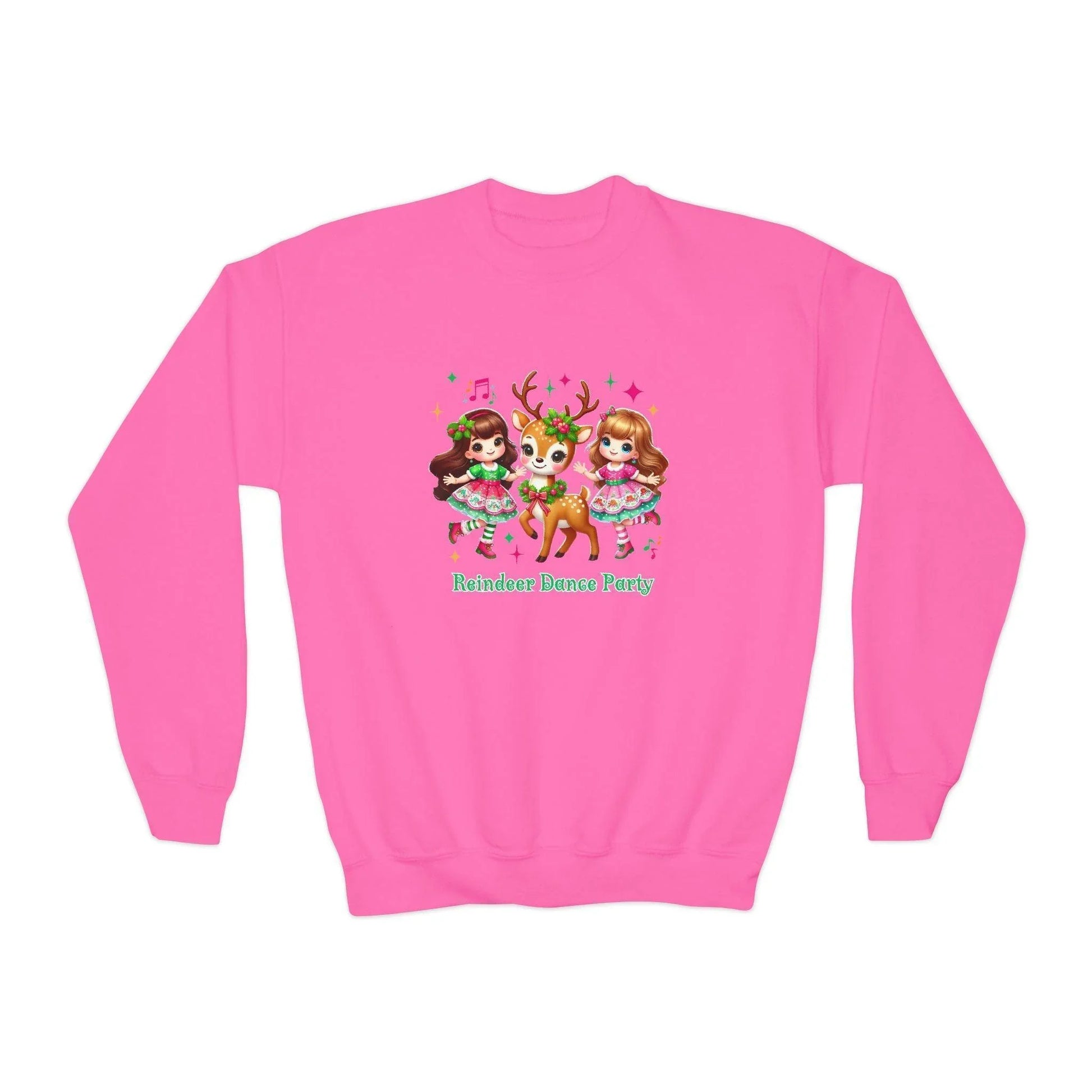 🦌 Reindeer Dance Party 👧 Youth Crewneck Sweatshirt 🎄 - Whippie's