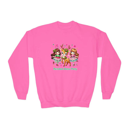 🦌 Reindeer Dance Party 👧 Youth Crewneck Sweatshirt 🎄 - Whippie's