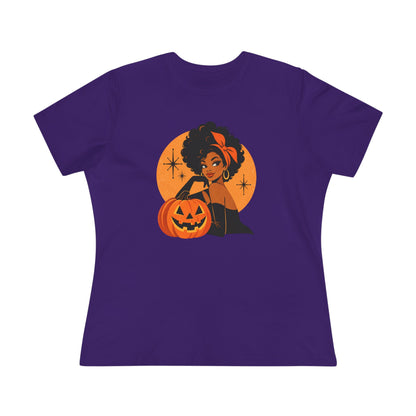 Purple Pumpkin Glam women's Halloween tee product view
