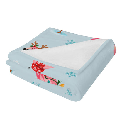 Pink flamingo Christmas throw blanket, alternate product view