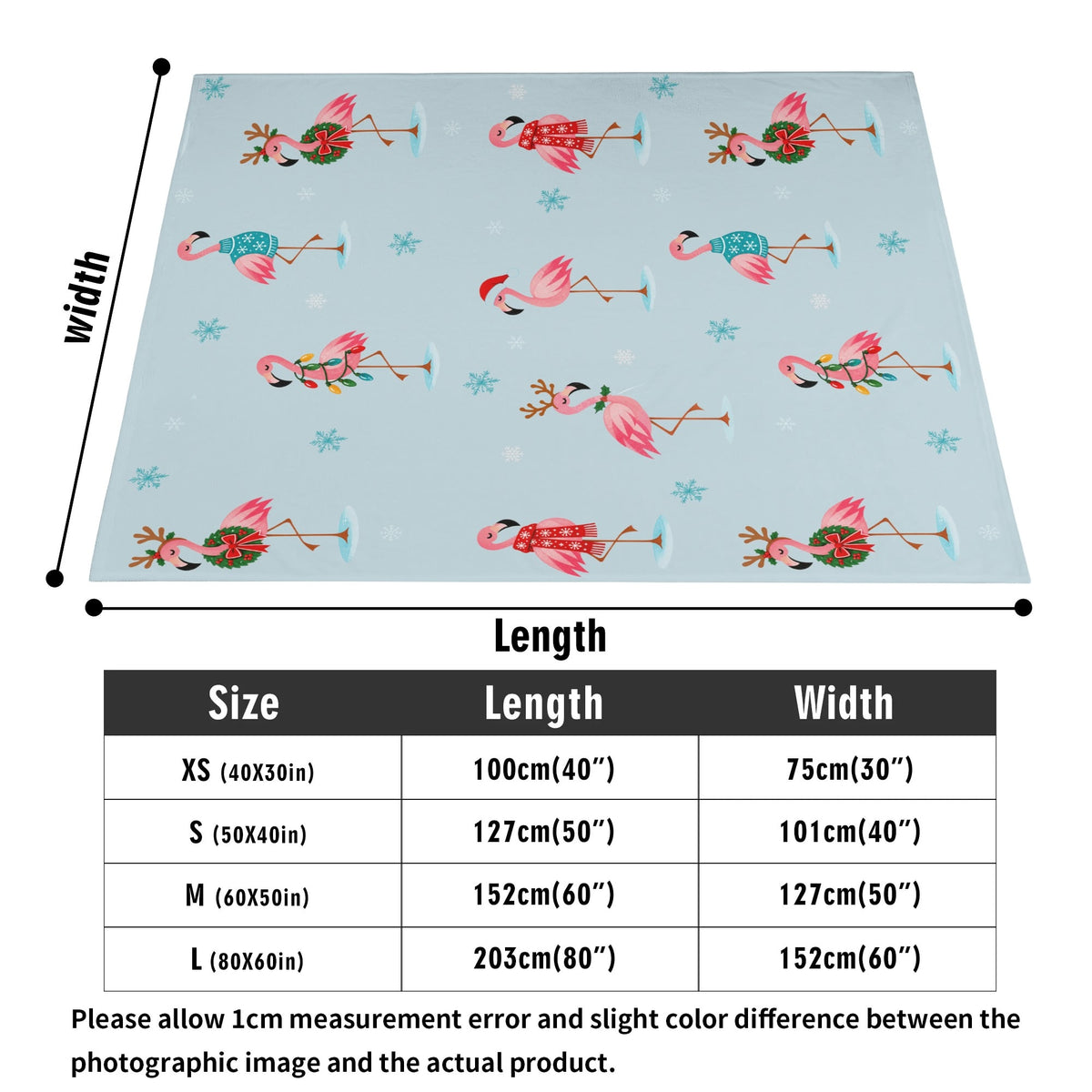 Christmas flamingo throw blanket with colorful retro pattern