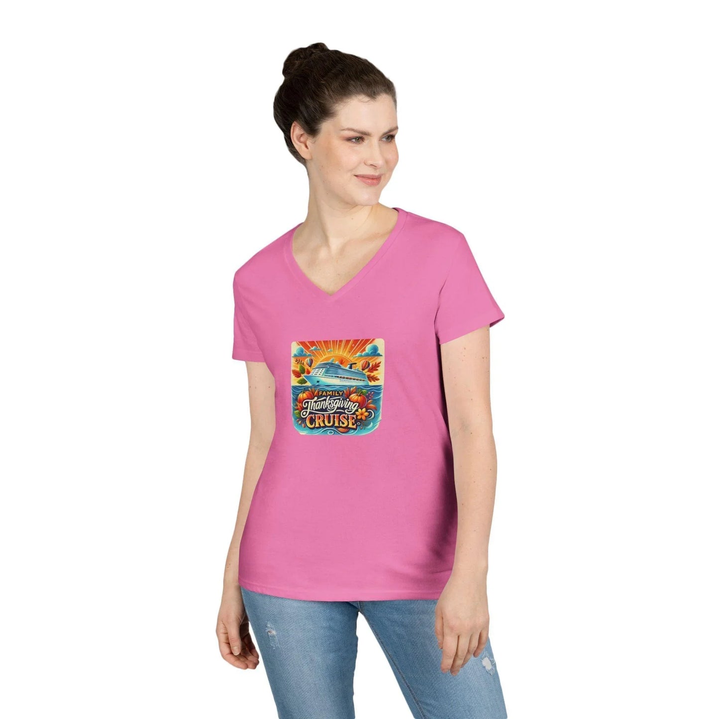 Family Thanksgiving Cruise - Ladies' V-Neck T-Shirt - Personalizable - Whippie's