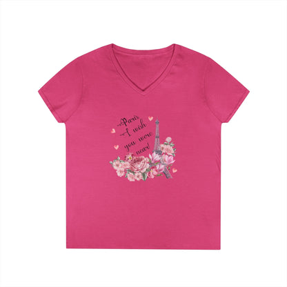 Paris, I Wish You Were Near! Women's V-neck Tee - Whippie's