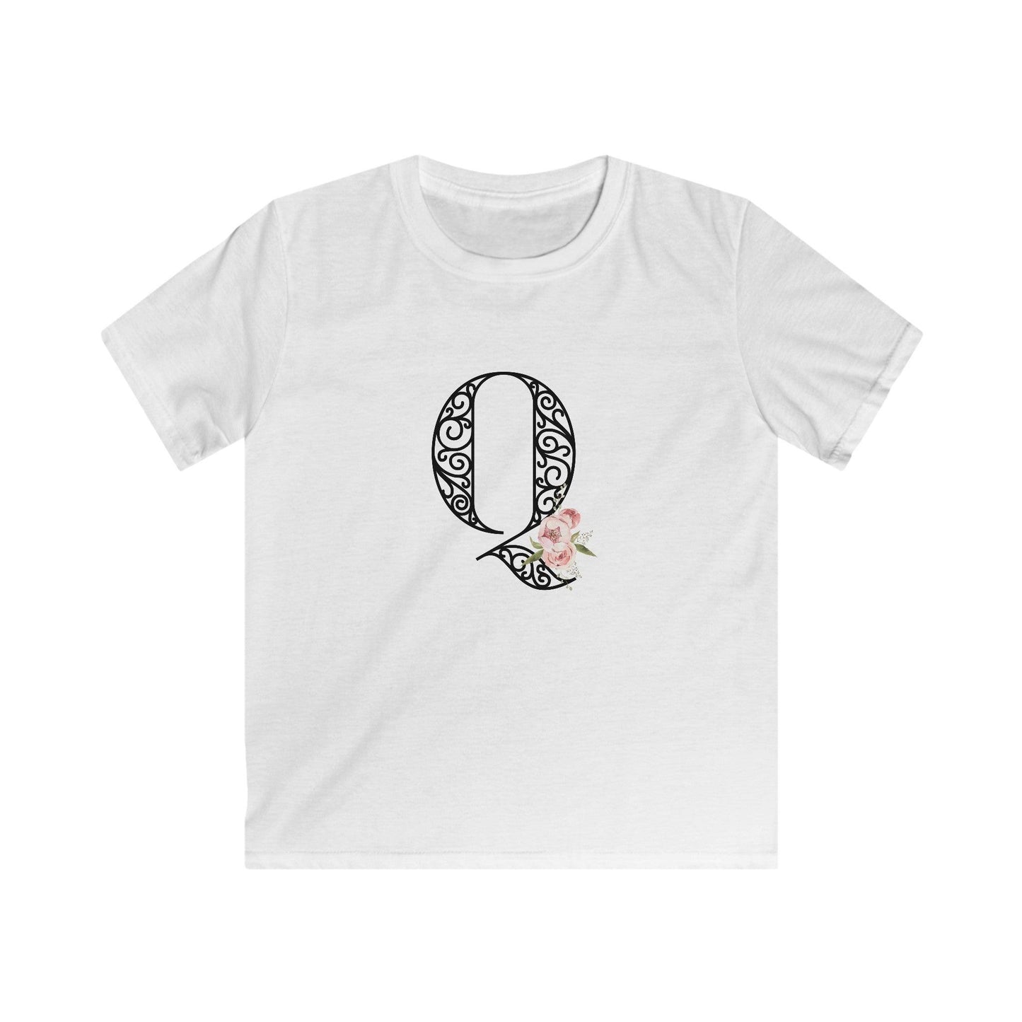 Floral Letters: Letter Q - Kids Softstyle Tee - Whippie's