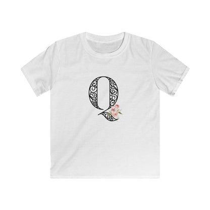 Floral Letters: Letter Q - Kids Softstyle Tee - Whippie's
