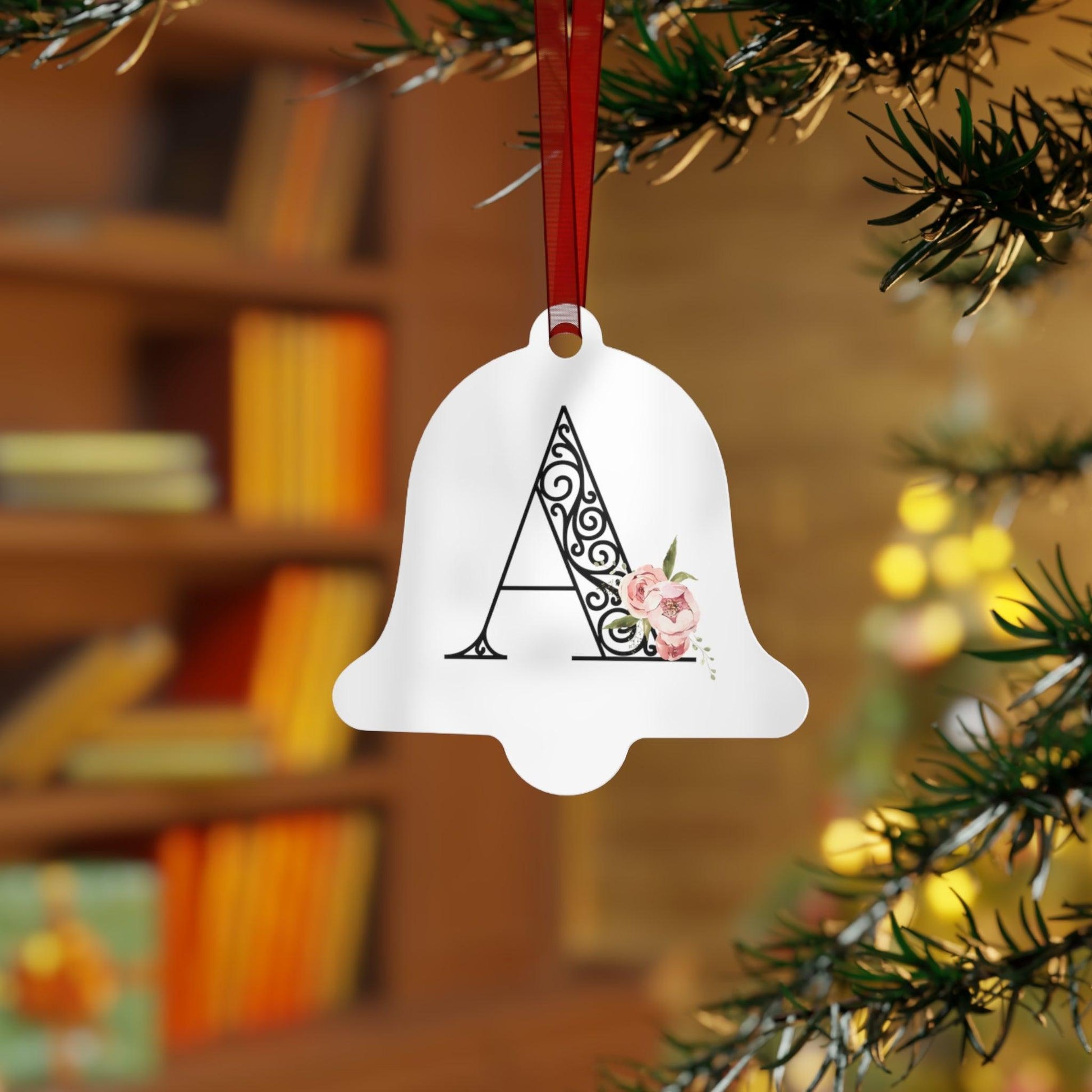 Floral Letters: Letter A - Metal Christmas Ornament - Whippie's