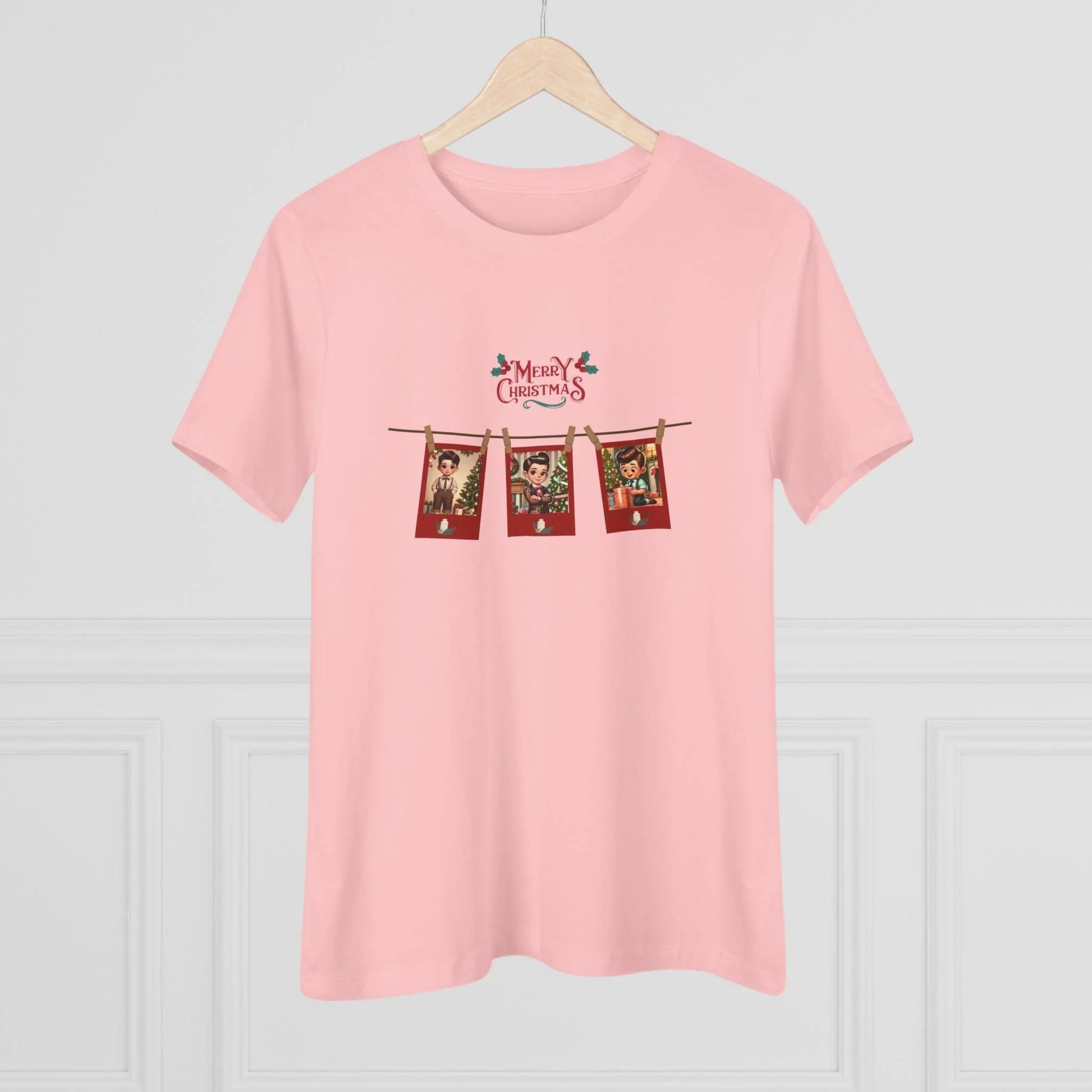 Merry Christmas - Photo Banner - Dark Hair Boys - Women's Softstyle Tee - Whippie's