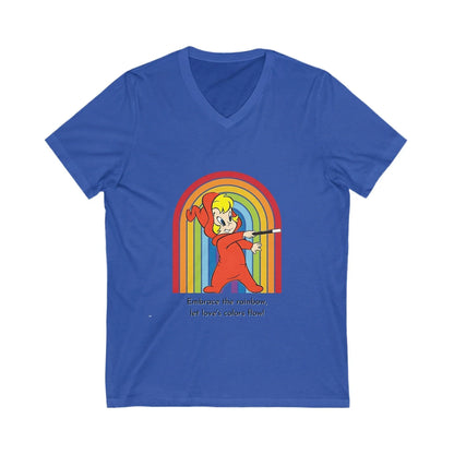 Wendy the Good Little Witch: Rainbow of Love - Unisex Jersey Short Sleeve V-Neck Tee - Whippie's