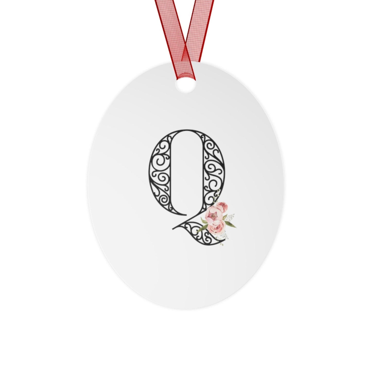 Floral Letters: Letter Q - Metal Christmas Ornament - Whippie's