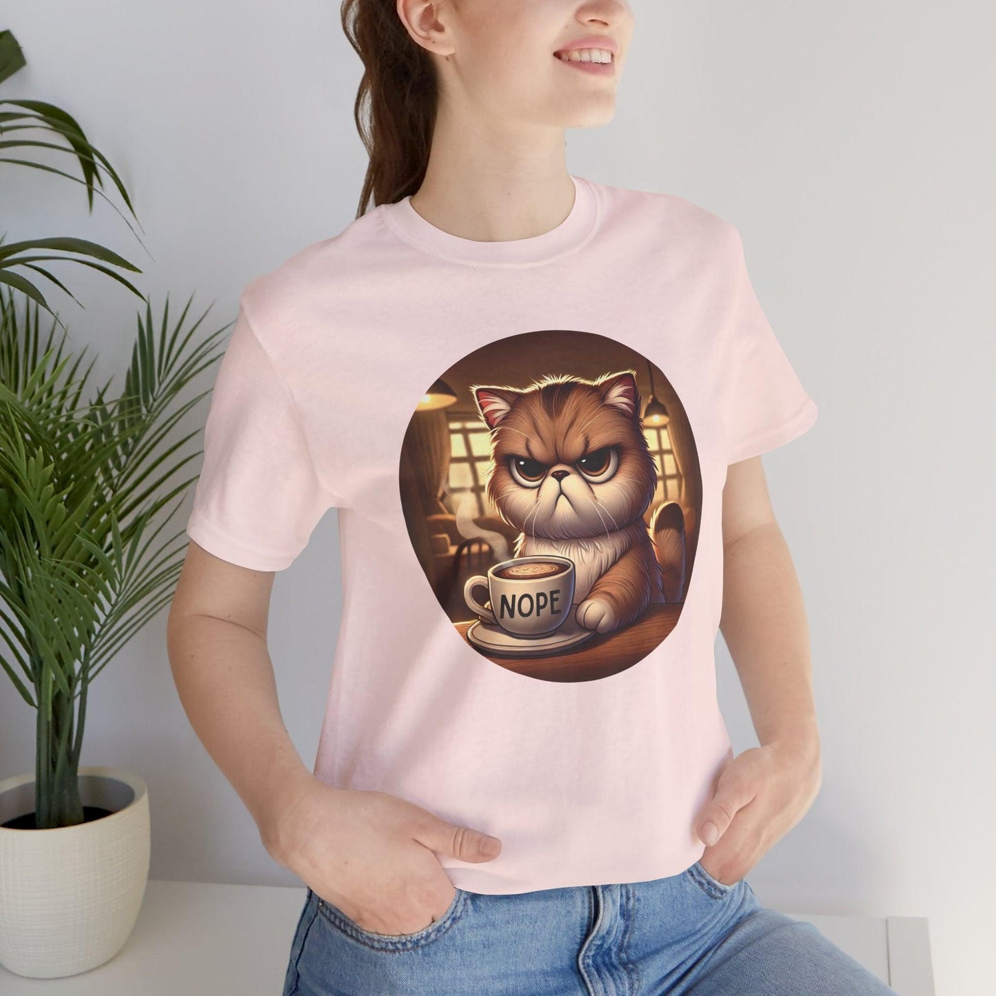 Grumpy Cat Cafe - Unisex Jersey Tee - 🐱☕ Nope, Not Today! ☕🐱 - Whippie's