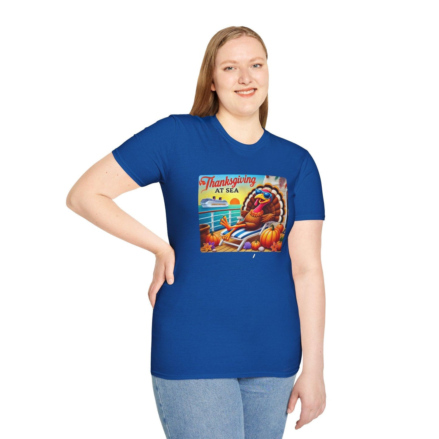 Turkey on Vacation - Gobble 'til You Wobble on the Open Seas! 🦃🚢 Unisex T-Shirt 🍂 - Whippie's