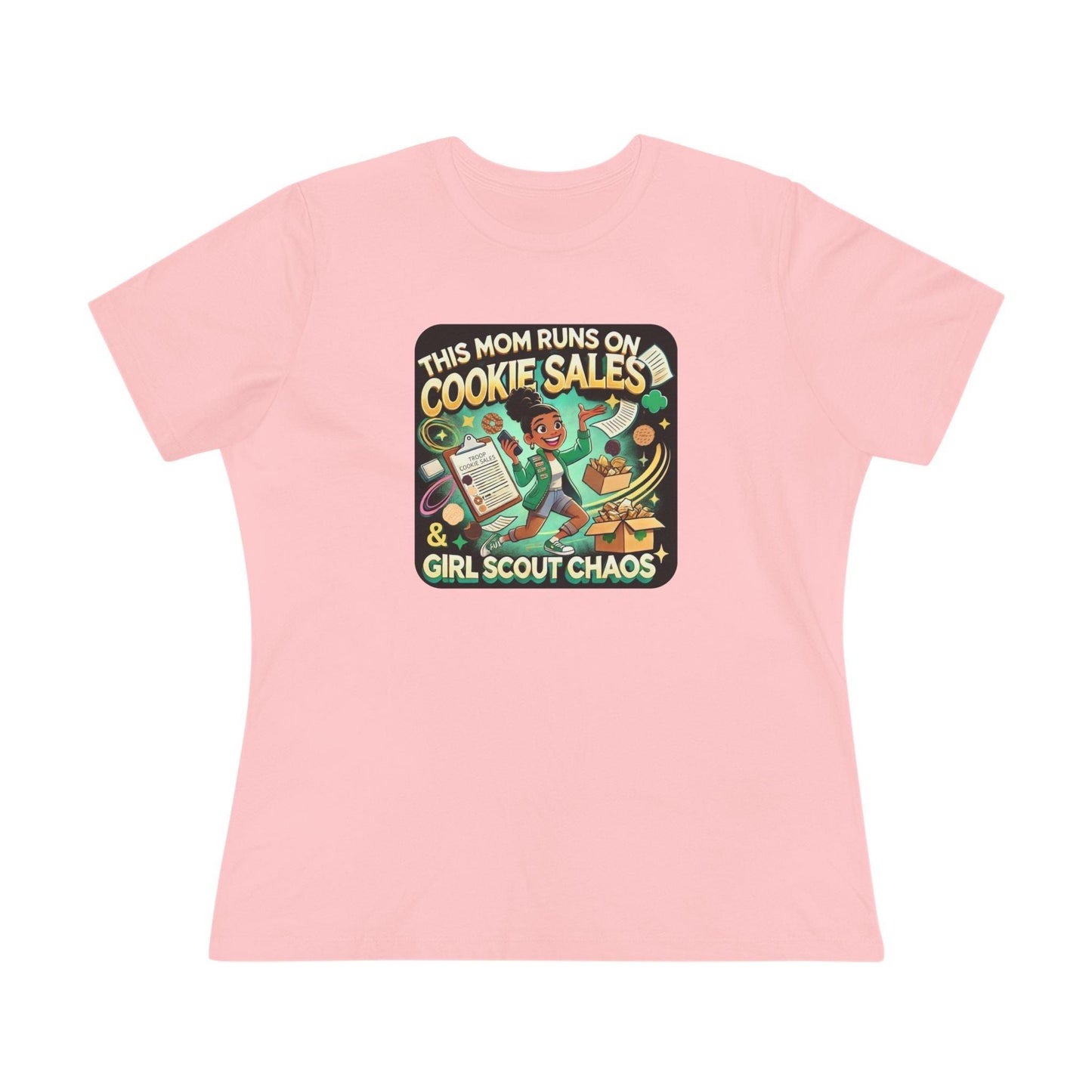 This Mom Runs on Cookies and Girl Scout Chaos - Women's Tee - Embrace the Girl Scout Hustle! (Leader Edition) - Whippie's