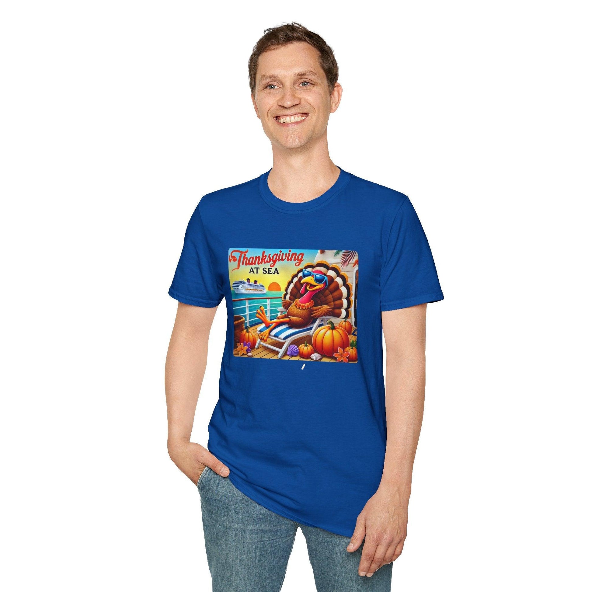 Turkey on Vacation - Gobble 'til You Wobble on the Open Seas! 🦃🚢 Unisex T-Shirt 🍂 - Whippie's