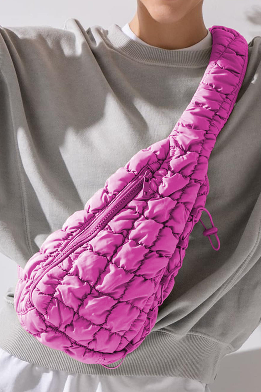 Marshmallow Quilted Sling Bag | Drawstring Crossbody Bag